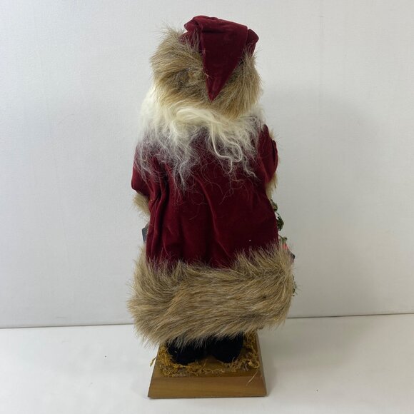 Vintage Santa Decoration Red Coat Hat Wreath Birdhouse Gifts Faux Fur Details - Picture 2 of 5